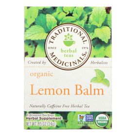 Traditional Medicinals Organic Lemon Balm Herbal Tea — 16 Tea Bags per Box (Case of 6)