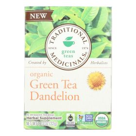 Traditional Medicinals Organic Green Tea with Dandelion — 16 Tea Bags per Box (Case of 6)