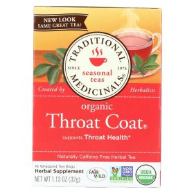 Traditional Medicinals Organic Throat Coat Herbal Tea — 16 Tea Bags per Box (Case of 6)
