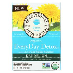 Traditional Medicinals Organic Everyday Detox Dandelion Tea — 16 Tea Bags per Box (Case of 6)