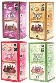 Pride of India Organic Assorted Health Tea Variety Pack — 4 Varieties, 25 Tea Bags Each