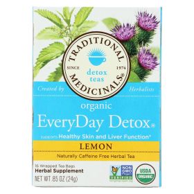 Traditional Medicinals Organic Everyday Detox Lemon Herbal Tea — 16 Tea Bags per Box (Case of 6)