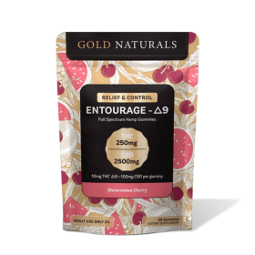 10mg Entourage Δ9 THC Gummies – Full-Spectrum Hemp Extract for Stress Relief, Relaxation & Sleep - Size: 25 PACK; Flavor: Watermelon Cherry