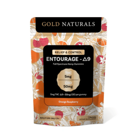 5 mg Entourage Δ9 Hemp Gummies – Utah Compliant, Full-Spectrum Calm & Relaxation - Size: 1 PACK; Flavor: Orange Raspberry
