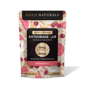 10mg Entourage Δ9 THC Gummies – Full-Spectrum Hemp Extract for Stress Relief, Relaxation & Sleep - Size: 10 PACK; Flavor: Watermelon Cherry