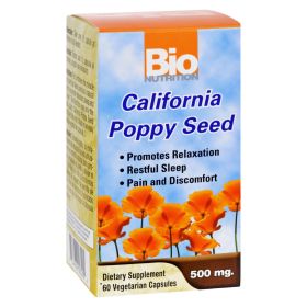Bio Nutrition California Poppy Seed 500 mg – 60 Vegetarian Capsules